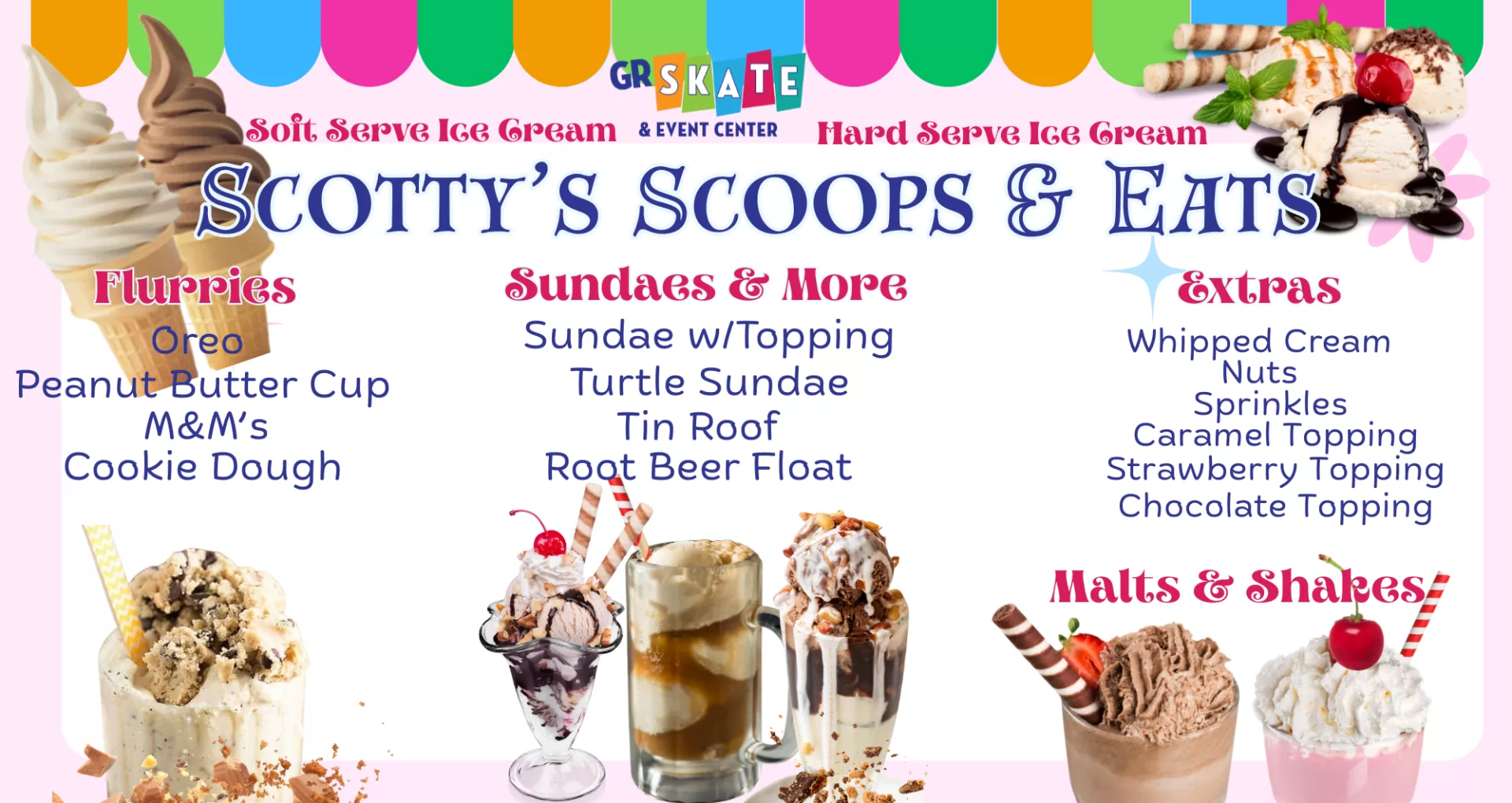 16 X 85 ICE CREAM MENU